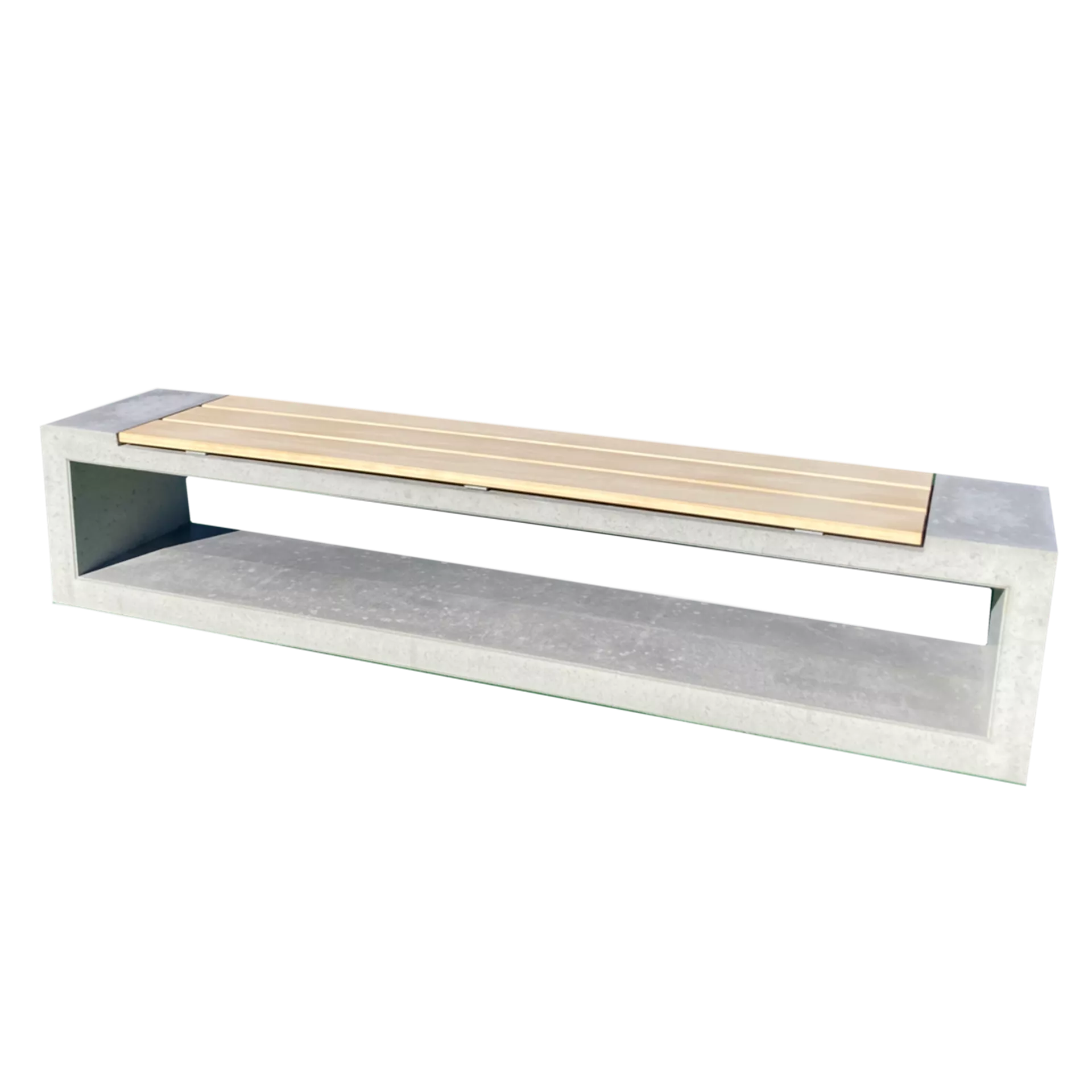 INTERMEZZO EDEN Sitzbank mit Holzrost eckig grau glatt vollkantig bewehrt L 220 cm B 45 cm H 45 cm W 8-10 cm