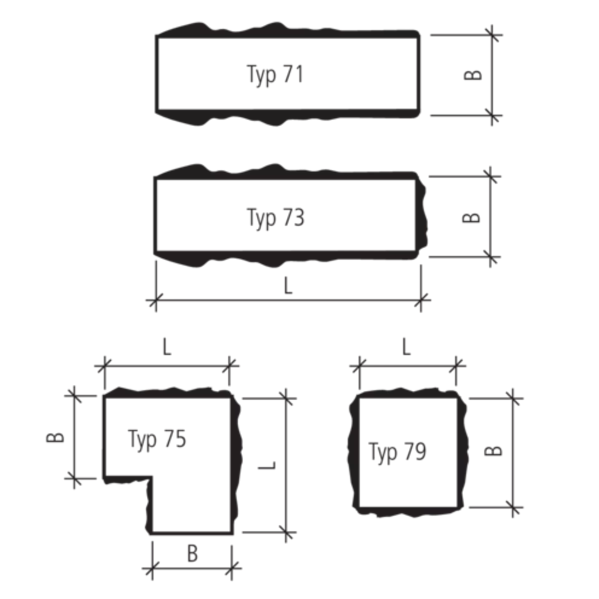 PROFILO Mauerabdeckplatten 2-seitig und 4-seitig strukturier t