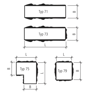 PROFILO Mauerabdeckplatten 2-seitig und 4-seitig strukturier t