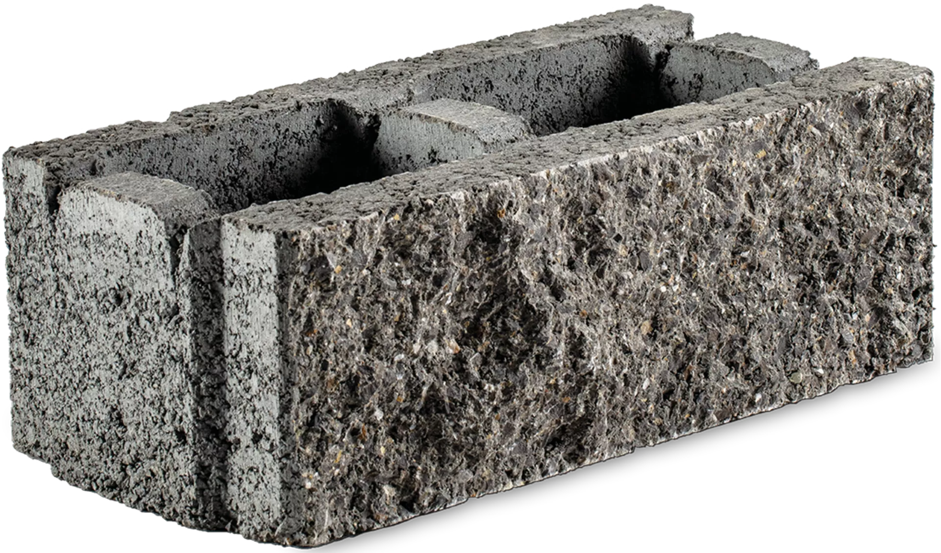 Doppelspaltstein Normalstein 2-seitig gespalten grau mit Splittkorn L 38 cm B 19 cm H 13.5 cm