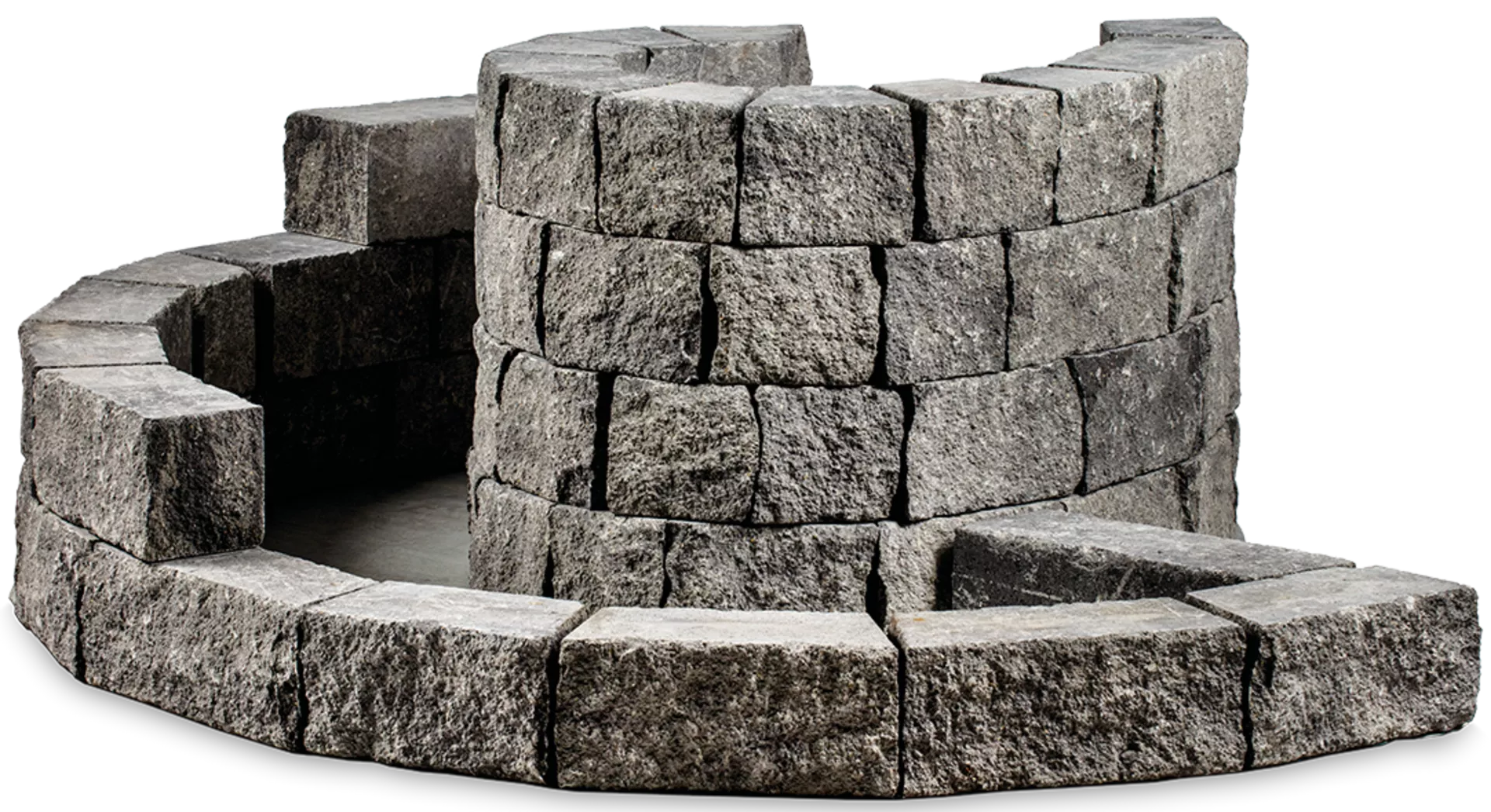 SANTURO Kräuterschnecke Finito Set aus Weinbergmauerst. 1-s. gesp. Kanten gebrochen, Steinbreite 15 cm grau D 180 cm