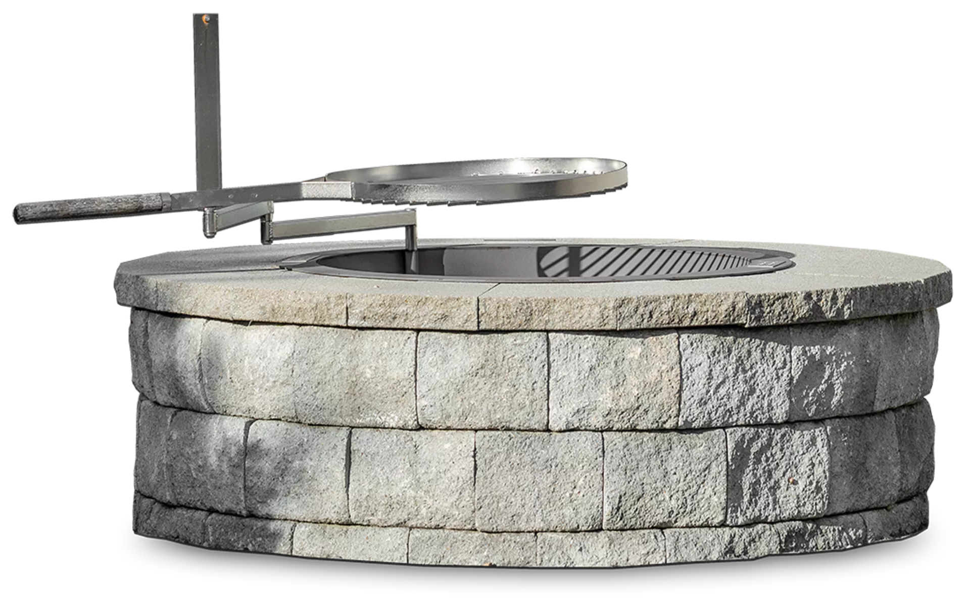 SANTURO Feuerstelle Set aus Weinbergmauerst. 1-s. gesp. Kanten gebrochen B 25 cm grau 3-lagig D 125 cm H 45 cm