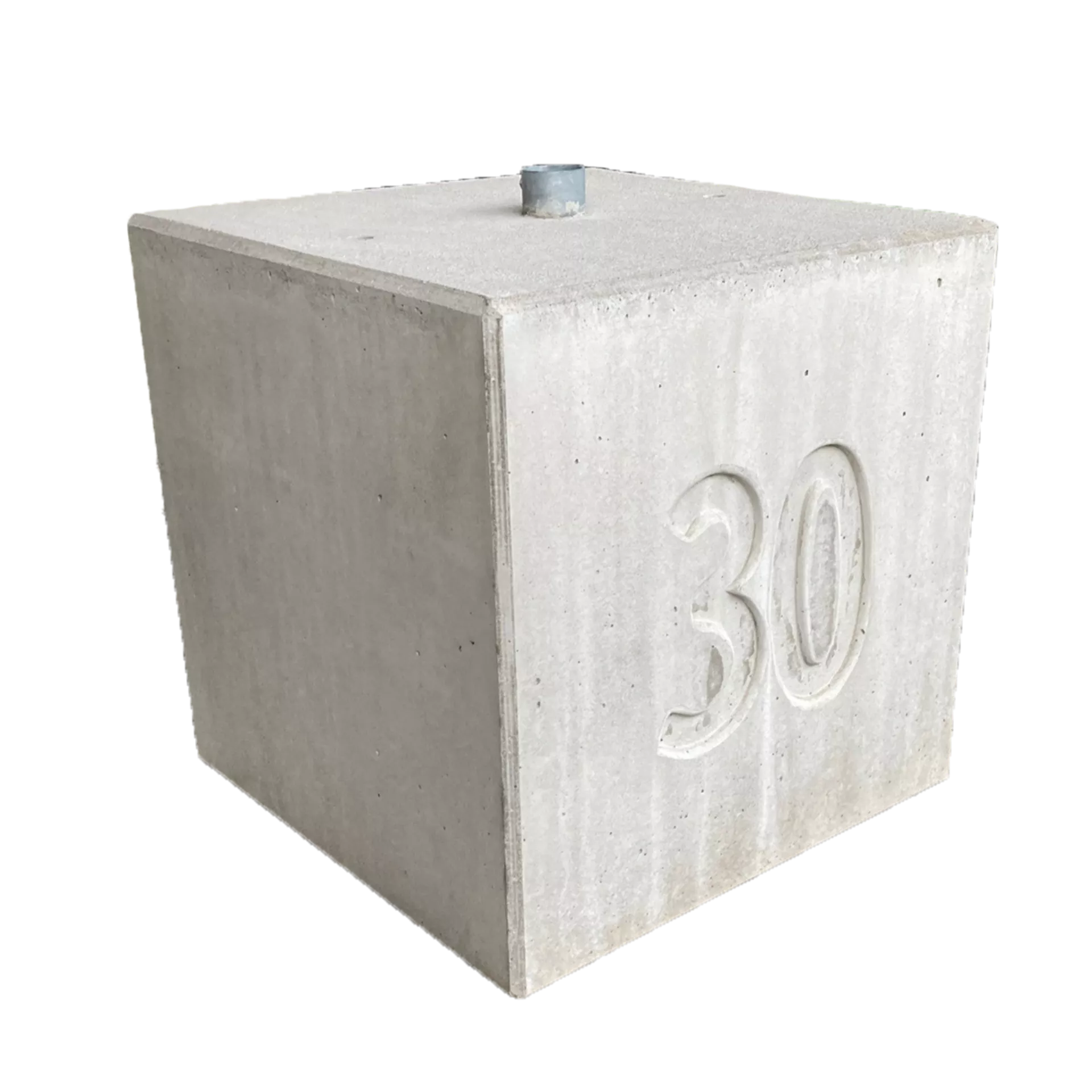 WILD Absperrsockel mit eingegossener Zahl grau glatt gefast L 70 cm B 70 cm H 70 cm