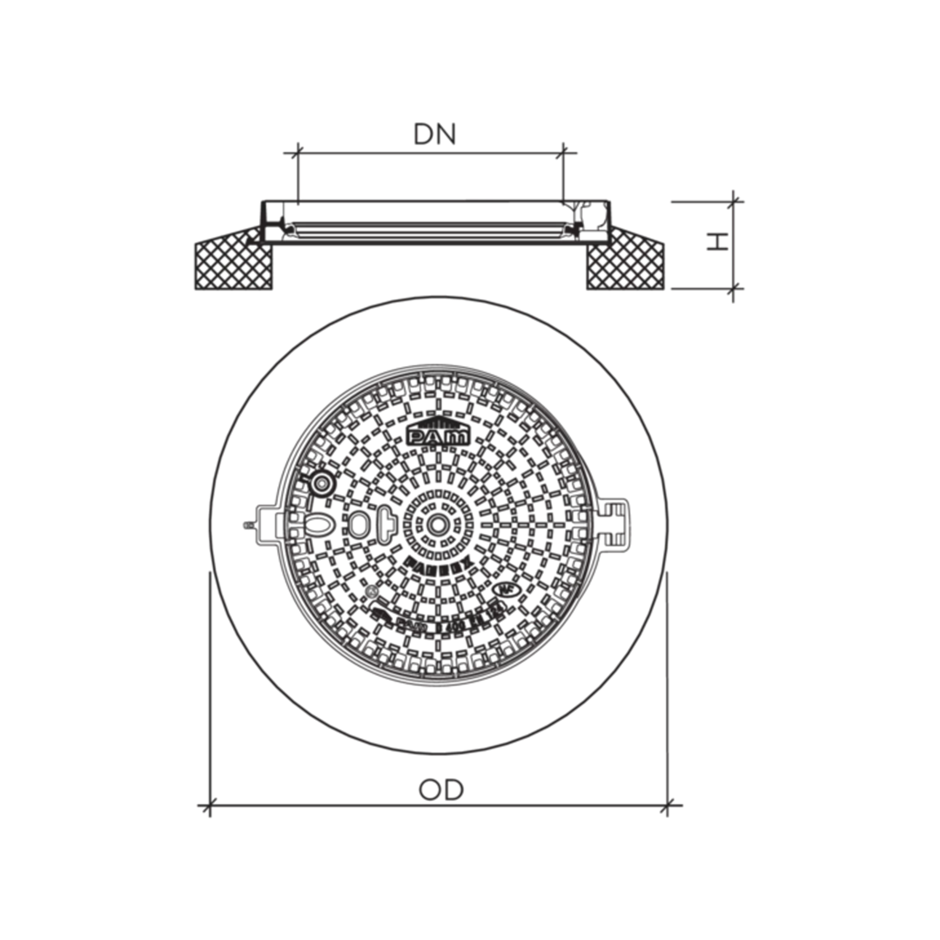 PAMREX Gussdeckel mit Betonrahmen