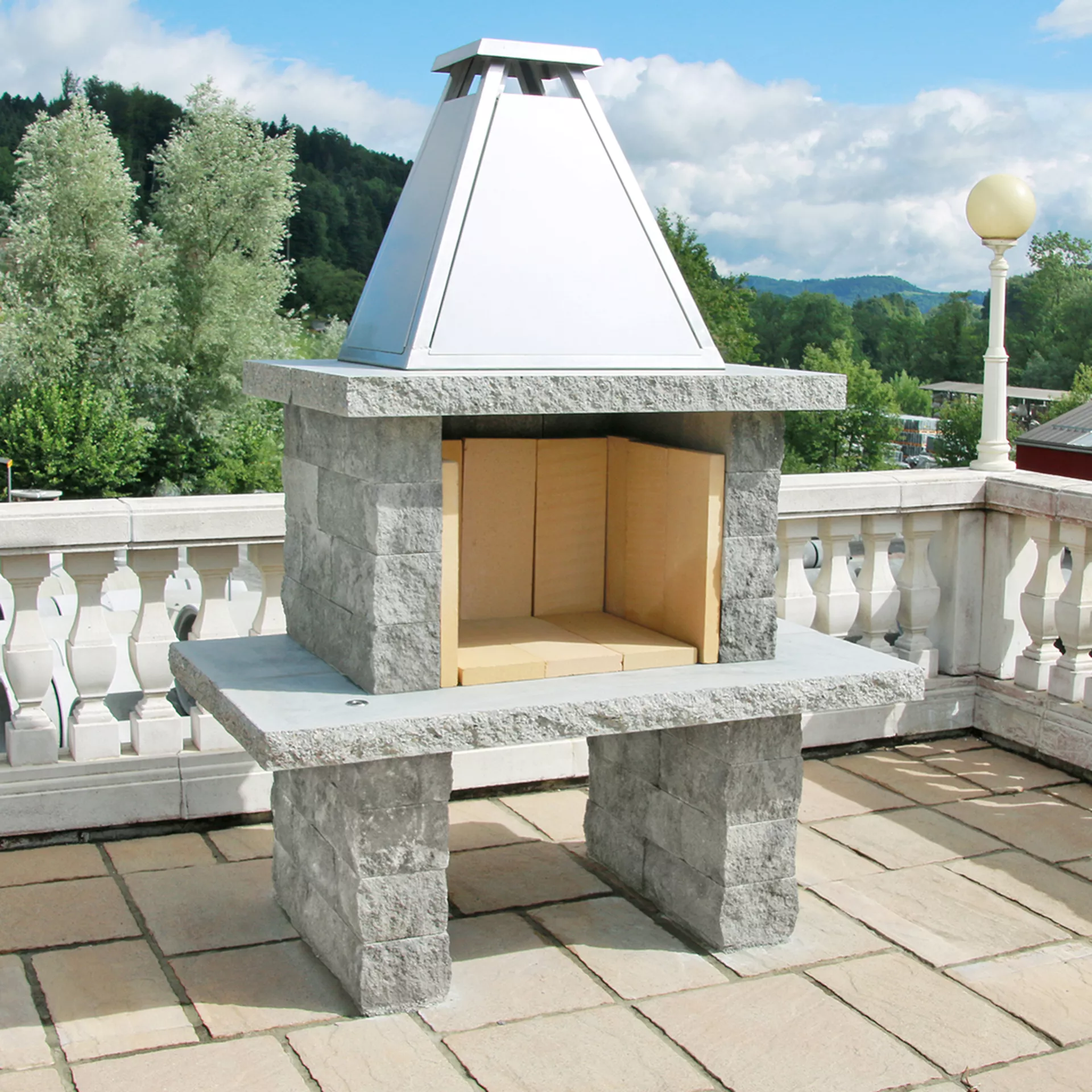 SANTURO<sup>®</sup> Cheminée mit Chromstahlhut