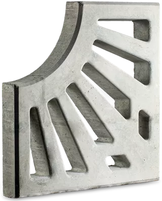 COMO Baumscheibe grau glatt gefast bewehrt geschlitzt mit Aussparung R 28 cm L 62.5 cm B 62.5 cm H 8 cm BK A 15