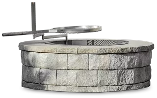 SANTURO Feuerstelle Set aus Weinbergmauerst. 1-s. gesp. Kanten gebrochen B 25 cm grau 3-lagig D 125 cm H 45 cm