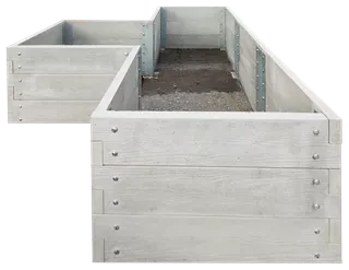 Hochbeet mit Holzstruktur Typ 4 naturgrau strukturiert leicht gefast bewehrt L 348 cm B 234 cm H 75 cm W 6 cm