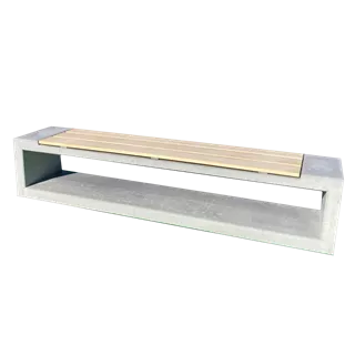 INTERMEZZO EDEN Sitzbank mit Holzrost eckig grau glatt vollkantig bewehrt L 220 cm B 45 cm H 45 cm W 8-10 cm