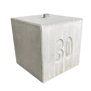 WILD Absperrsockel mit eingegossener Zahl grau glatt gefast L 70 cm B 70 cm H 70 cm