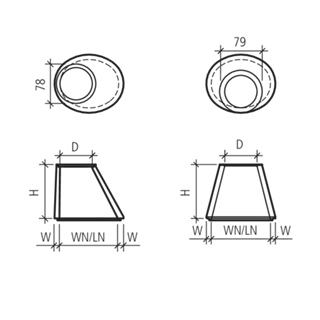 Konen oval Typ gerade