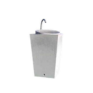 ALQUADRO Trinkwasserbrunnen Typ 3 grau glatt vollkantig inkl. Versetzhülsen M16 exkl. Wasserauslauf L 48-69 cm B 48-69 cm H 111 cm